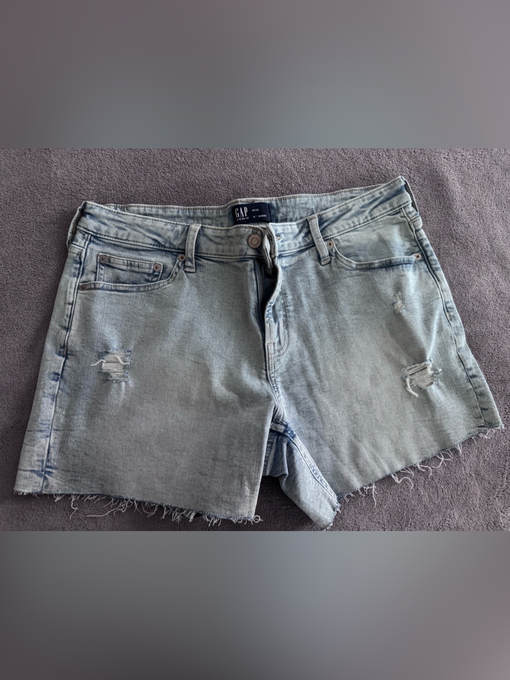 GAP Women's Light Blue Distressed Denim Shorts